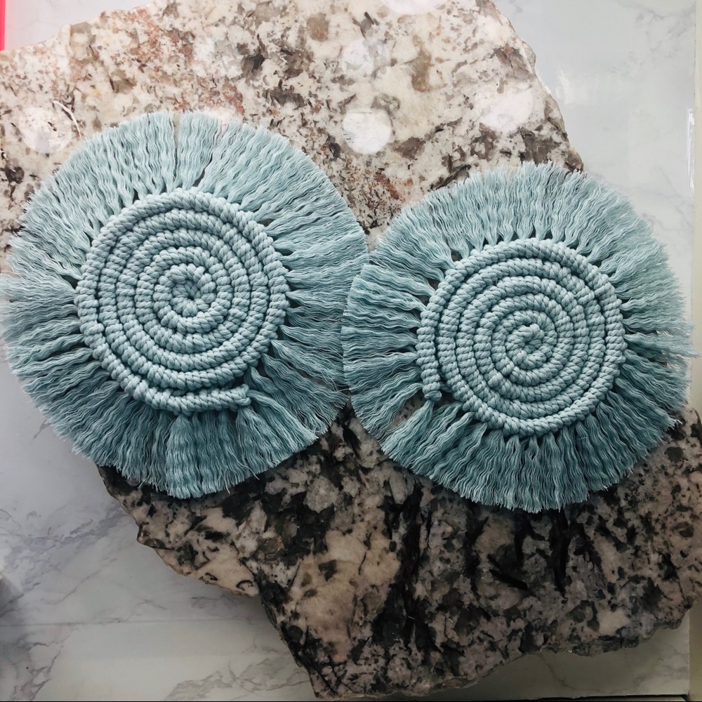 Handmade light blue Macrame coasters